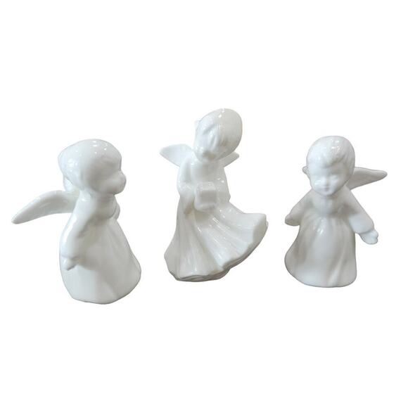Vintage 1981 George Good Taiwan‎ Porcelain Angels Set of 3 White - Picture 2 of 6